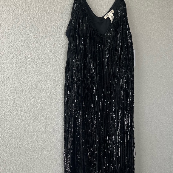 Torrid Mini Sequin Fringe Layer Dress Deep Black Size 14 - Picture 4 of 7
